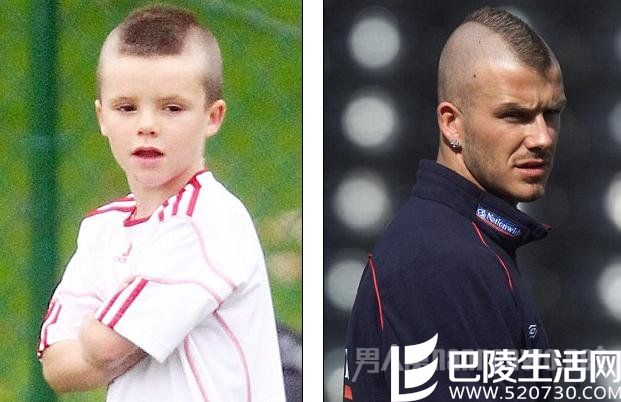 左：克鲁兹·贝克汉姆(Cruz Beckham) 右：大卫·贝克汉姆(David Beckham)