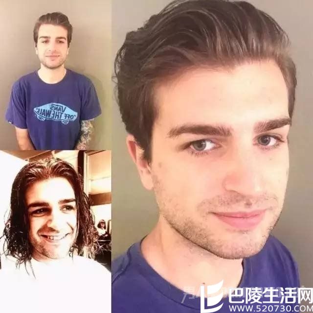 男人理发前后