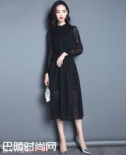 立领镂空收腰蕾丝连衣裙_冬季撩人不要停 蕾丝裙告诉你什么是行走的优雅