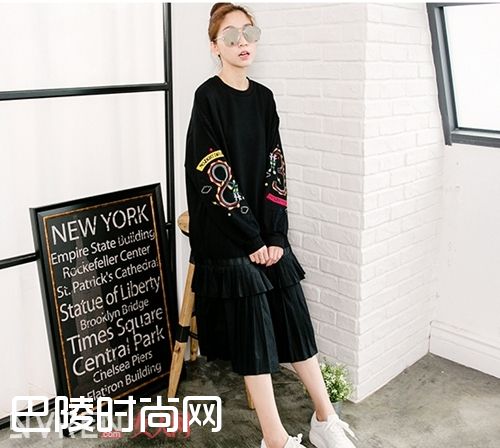 刺绣过膝假两件卫衣裙_这些刺绣单品这么美 怎么可以不来一件呢