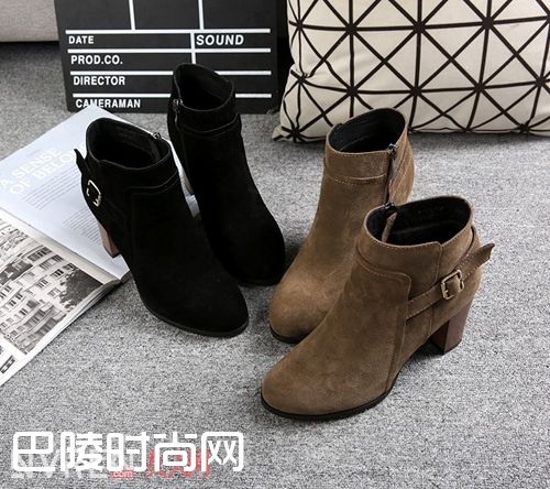 圆头高跟加绒及踝裸靴_短靴才是时尚的风向标 如此精致不得不来一双