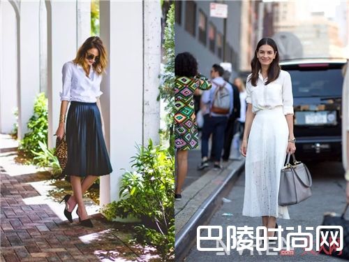 衬衫搭配百褶裙_2017开春就用衬衫+裙子 时髦又有女人味！