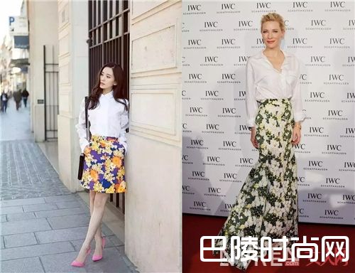 衬衫搭配印花裙_2017开春就用衬衫+裙子 时髦又有女人味！