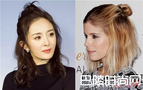 半丸子造型_头发长度好尴尬 这样打理照样让你时髦飞起！