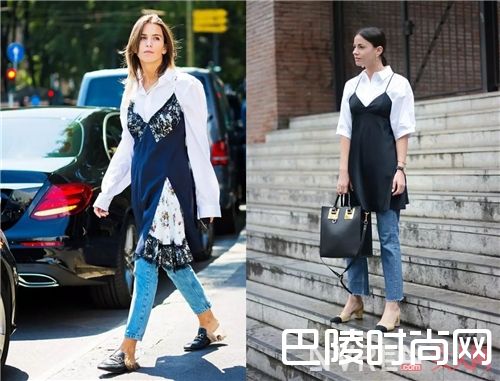 衬衫搭配吊带裙_2017开春就用衬衫+裙子 时髦又有女人味！