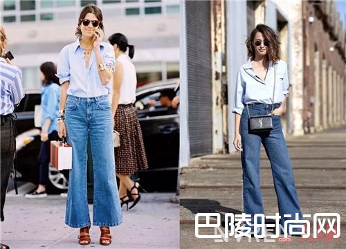 阔脚牛仔裤穿搭技巧_牛仔裤还只会卷裤脚？今年流行的裤子长这样！
