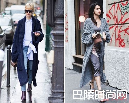 撞色拼接开衫如何搭清新文艺_今年流行怎么穿 早春穿件长款针织开衫显高又显瘦