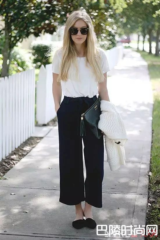 阔腿裤+黑色平底鞋_入一款万能鞋，你的所有美美春装都和它绝配！
