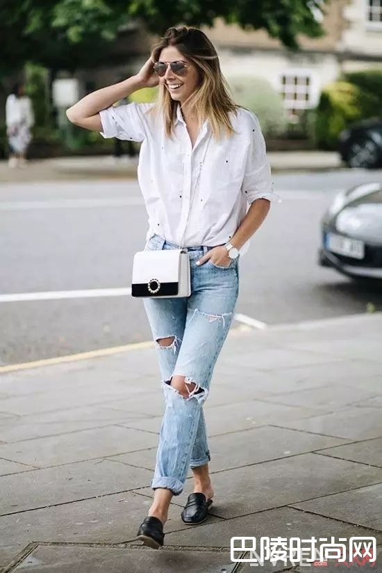 九分牛仔裤+黑色平底鞋_入一款万能鞋，你的所有美美春装都和它绝配！