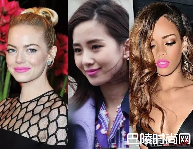 鲜艳荧光和粉嫩裸透唇_跟着明星妆容变化，抓住5大美妆新趋势！