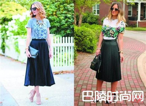 T恤怎么搭配百褶裙_2017年春夏最潮搭：T恤＋裙子潮流搭配法