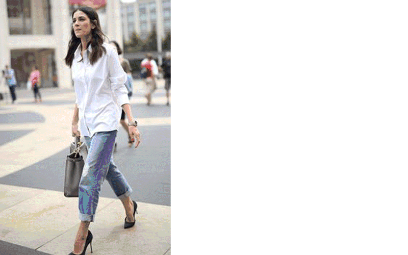 衬衫配黑裤子显瘦_让你看上去瘦5斤的夏季时髦穿搭法