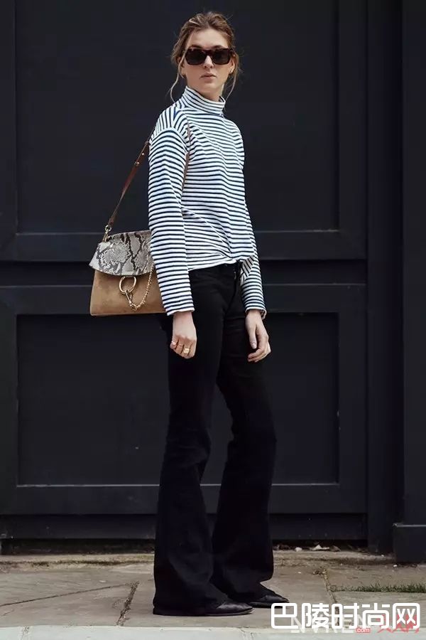 条纹衫配喇叭裤_永不过时的条纹，到底怎么穿才最美？