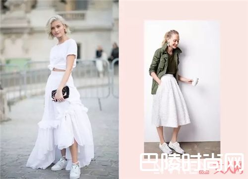 球鞋与半身裙如何搭配?_还在烦恼参加婚礼的造型吗?一双球鞋就够了!