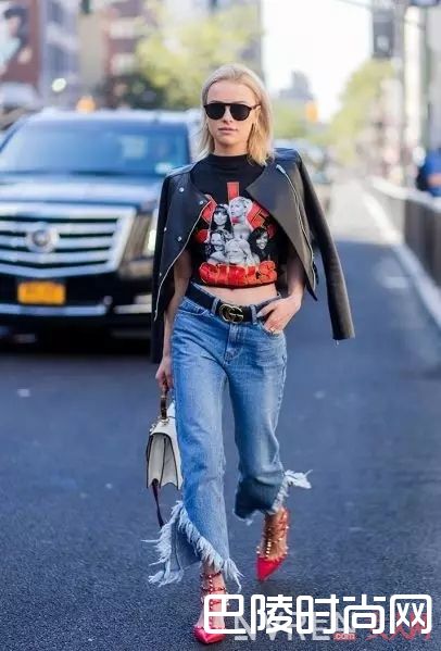 ​摇滚T配阔腿裤_白T穿腻了，来件“摇滚T“燃爆你的夏天！