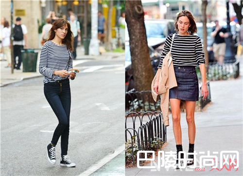 老式条纹T恤就介绍_变身为复古的女人 这几件单品请收下