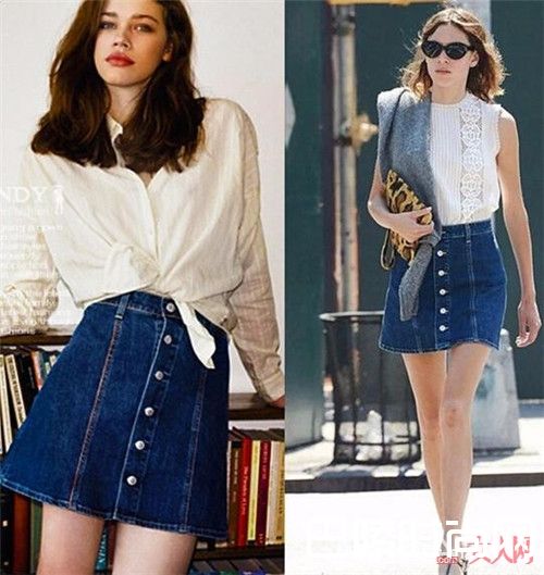 T恤+牛仔半裙好搭配吗_2017夏天T恤配半裙：这样穿清凉又显瘦！