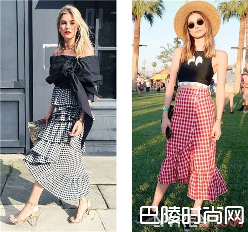 餐布格半身裙如何搭配?_如此时髦清新 现在都流行把桌布穿在身上了!