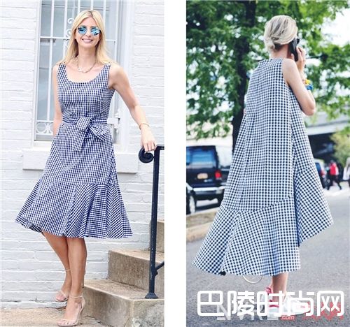 餐布格连衣裙如何搭配?_如此时髦清新 现在都流行把桌布穿在身上了!