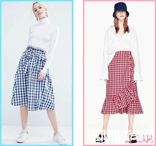 餐布格半身裙如何搭配？_如此时髦清新 现在都流行把桌布穿在身上了！
