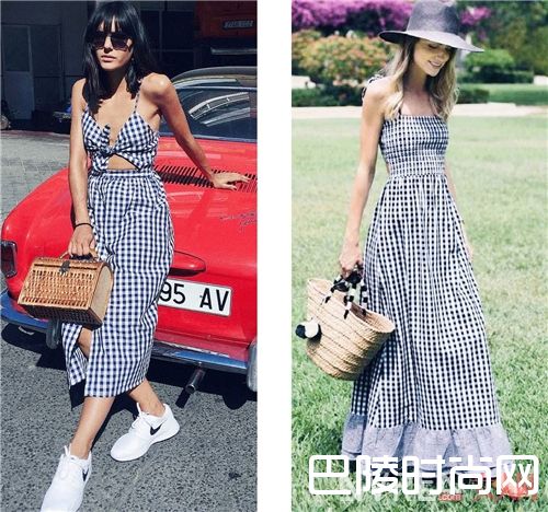 餐布格连衣裙如何搭配?_如此时髦清新 现在都流行把桌布穿在身上了!