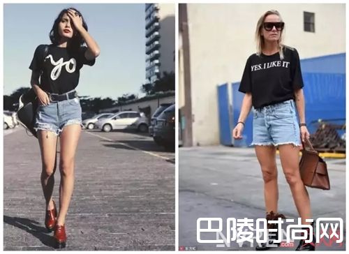 牛仔短裤与T恤如何搭配？_满足你夏天的所有造型 只需要这一条百搭的裤子！