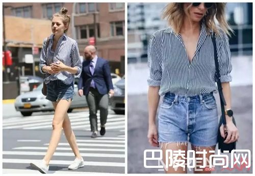 牛仔短裤与衬衫如何搭配？_满足你夏天的所有造型 只需要这一条百搭的裤子！