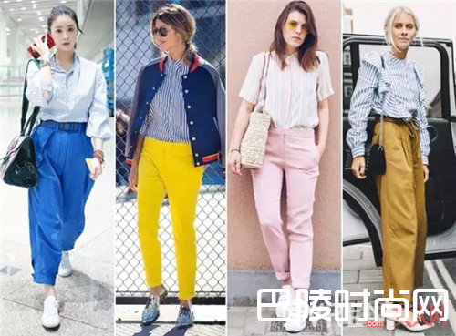 条纹衬衫+明艳的下装_今夏我最潮 4组告别路人感让你时髦一夏