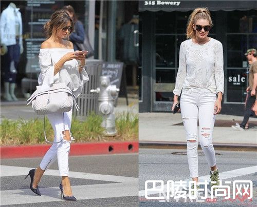 白色牛仔裤_都说白裤子难搭配，我看是你还不懂得这么穿