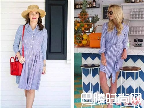 条纹元素衬衫裙今年是时尚潮人的最爱吗_夏季最潮搭:街拍达人怎么搭配衬衫裙清凉十足又不失时尚?