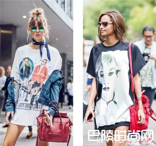 复古印花T恤裙如何穿搭？_如何当个时髦懒人？首先你要有一件T恤裙！