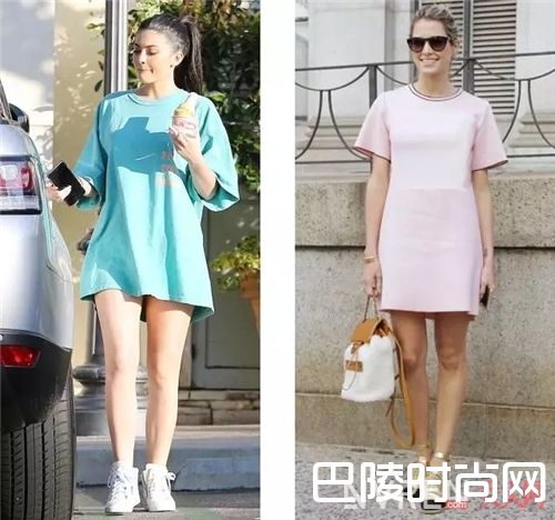 纯色T恤裙如何穿搭？_如何当个时髦懒人？首先你要有一件T恤裙！