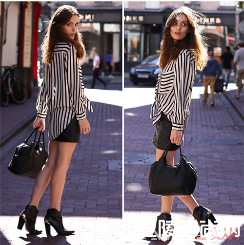 条纹衬衫搭配半裙能展现优雅女人味吗_竖条纹经典单品怎么时髦的穿?哪种竖条纹服饰是衣橱必备?
