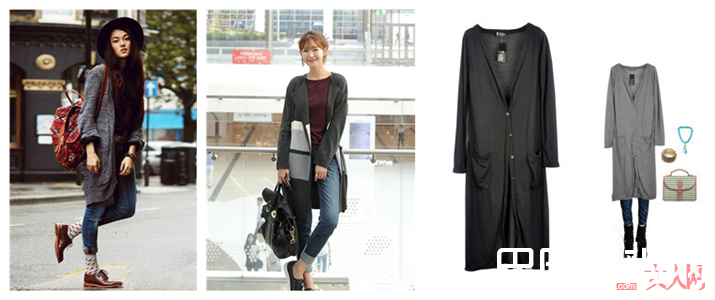 街拍达人教你用长款针织开衫搭配不同服饰，玩转秋天！_看街拍达人用长款针织开衫搭配不同服饰，玩转秋天！