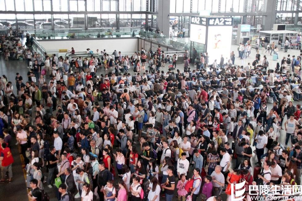 大厅排队的旅客