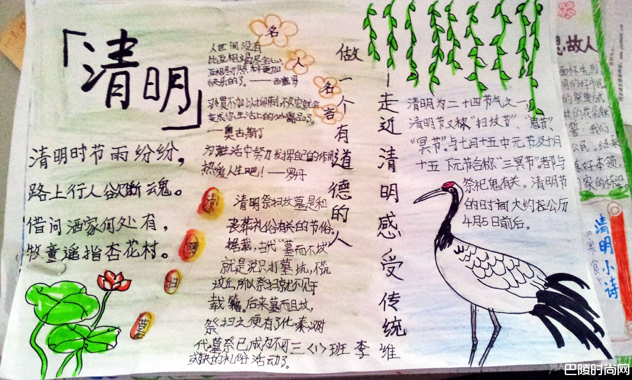 关于清明节的手抄报