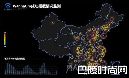 腾讯安全反病毒实验室96小时勒索病毒监控图 腾讯安全反病毒实验室96小时勒索病毒监控图