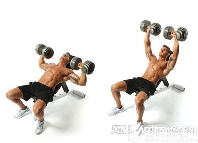 上斜哑铃卧推