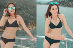 梁丽翘哪年出生 35岁激罕晒三点式泳衣