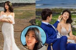 利特姐姐结婚嫁人 晒谷胸性感婚纱照