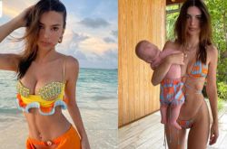 嫩模Emily Ratajkowski穿Versace泳装晒身材