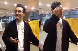 Angelababy机场戴绿帽 黄晓明变脸狂冒汗