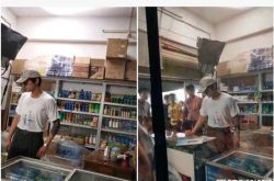 杂货店内偶遇胡歌 煞气刺青抢眼