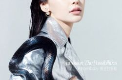 Angelababy为《MadameFigaro》拍封面 豁出去了与蛇共舞