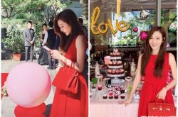 曾莞婷全身红喝喜酒 一转身挖空裸背惊艳