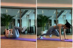 陈语安158cm比例不科学 蹲下健身蜜桃臀形全露