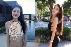 学霸女星邵岱儿超低胸比基尼 包不住雪乳快炸开