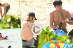 黄浩然陪妻儿沙滩玩水 老婆莫家嘉最甜心