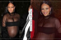 蕾哈娜Rihanna穿性感透视装参加派对