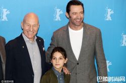 《金刚狼3》发布会 皮肤癌复发尚在恢复的休叔鼻贴胶布现身